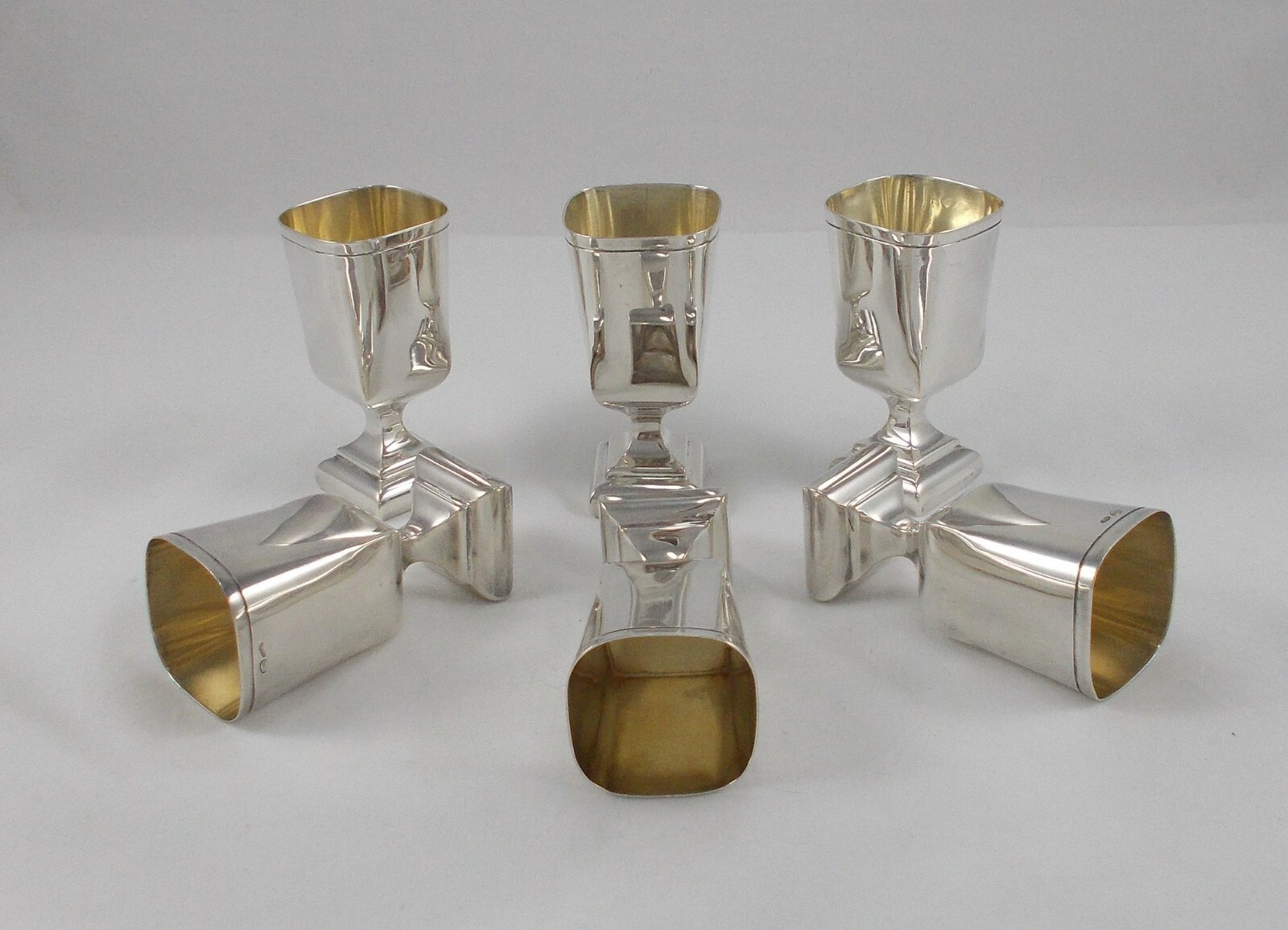 *RAR* Solides Set 6 Designer Trink- / Schnapskelche in 800er Silber sehr massiv!