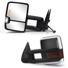 Pair Towing Mirrors Power Heated fit 2000 2001 Chevy Silverado 1500 Chrome Cap