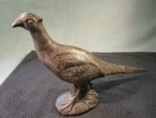 Unusual Vintage Ceramic Standing Pheasant Brown Unglazed Finish