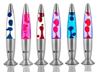 WICKED GIZMOS 13 LAVA LAMP ALUMINIUM ROCKET LAMPS COLOURED WAX & LIQUID LIGHT