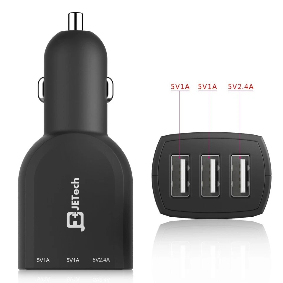 JETech Car Charger with 3-Port USB 4.4A Rapid Cigarette Charger - Image 2 of 4