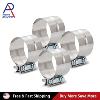 4PCS 5'' T304 Stinless Steel Band Exhaust Joint Clamp 5 inch Step Clamp Lap Style
