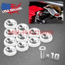 10pcs Silver Billet Aluminum Bumper Fender Washer Bolt Engine Bay Screw Dress Up