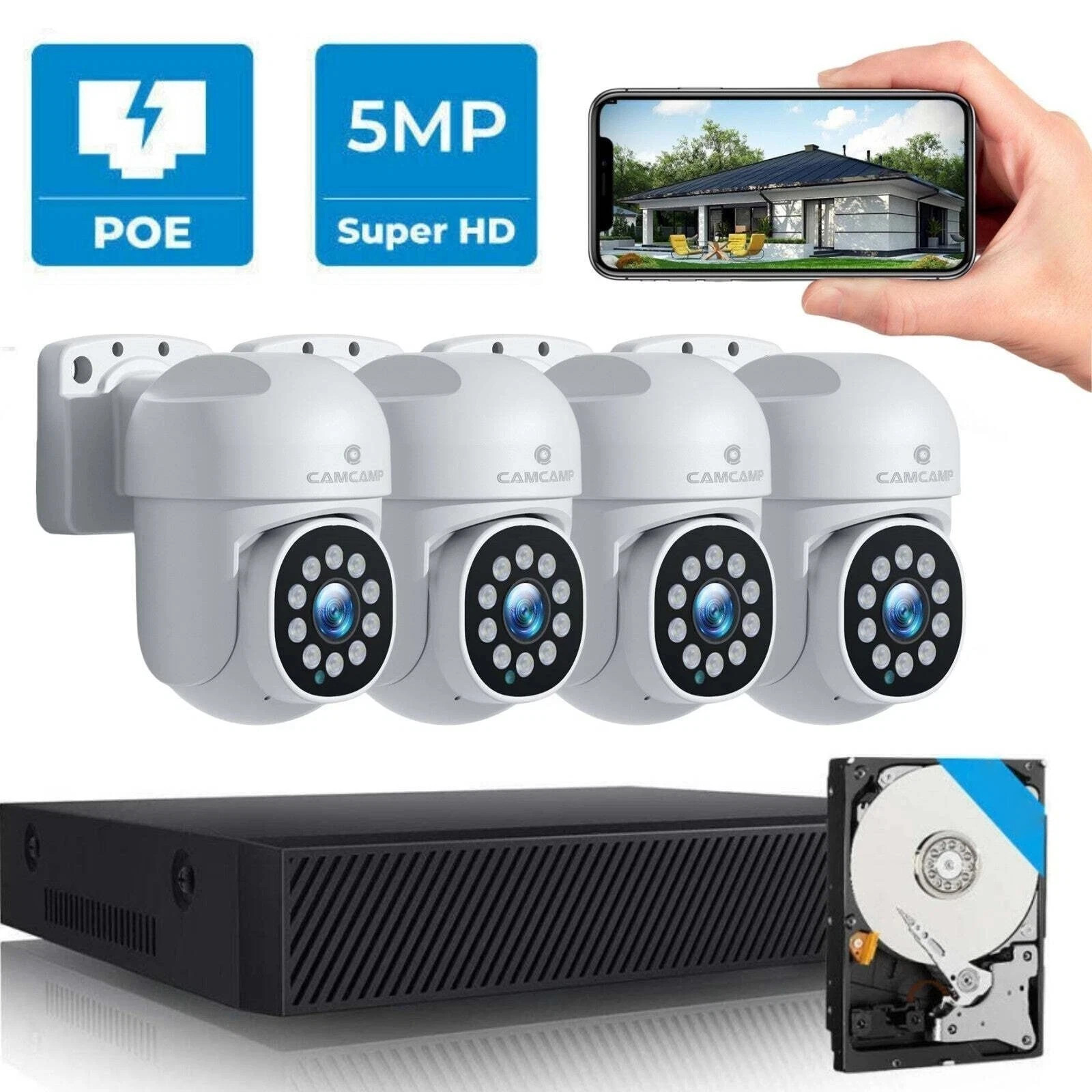 4K 8CH NVR 5MP POE AI Color Night Security Camera System 24/