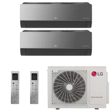 LG Art Cool Mirror Ductless Mini Split Heat Pump System - 2-Zone - 24k BTU Ou...