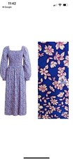 J. Crew Floral Smocked Midi Dress Blue and Pink Size S