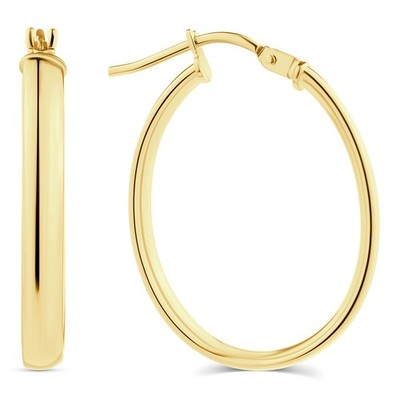 Mittelgroße Creolen 9 kt Gold ovale Form klassisch schlicht glatt 20 mm Ohrringe