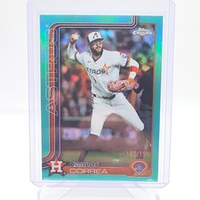 Topps 2025 Chrome Update Series Carlos Correa #USC164 Aqua Refractor /199 Astros