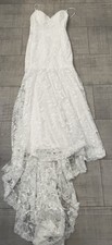 New Trumpet Backless Lace Applique Brush Train Wedding Dress Size 6