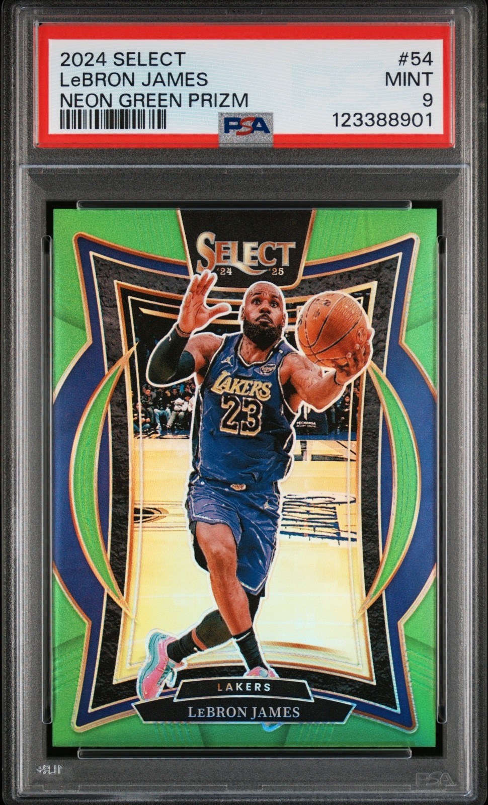 2024-25 SELECT LeBRON JAMES NEON GREEN CONCOURSE /75 #54 PSA 9