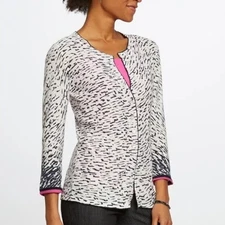 Nic+Zoe Womens Pick Up Cardigan Black/White M lightweight