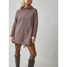 Free People XS Sweater Ottoman Slouchy Tunic Nutmeg Brown Ribbed Pullover