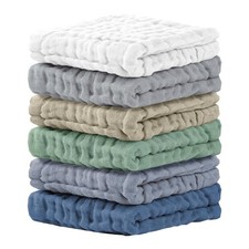 6 PCS Baby Muslin Washcloths Cotton Burp Cloth Extra Absorbent Soft 12x12 Inch