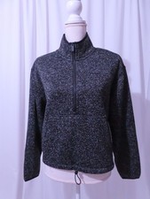 DKNY Sport 1/2 Zip Fleece Pullover Sweatshirt Charcoal Marled Black XS NWT