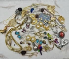 Vintage & Costume Jewelry 69 Pcs Lot Broken Crafting Jewelry Repair Rhinestones