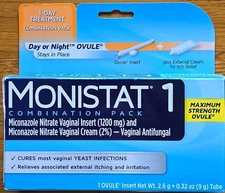Monistat 1 Day Vaginal Treatment Combination Pack, 2.6g + 0.32 Oz