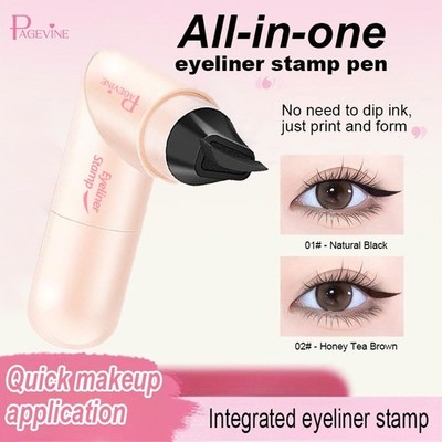 Black Eyeliner Stamp Pen Rotating Design Instant Dry Easy to Form Long Lasting
