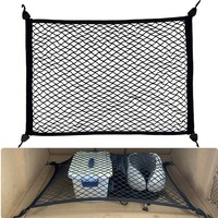 GepäCknetz Auto Kofferraumnetz Wohnmobil 80X60Cm, Erweiterbar, 4 Haken, Schwarz