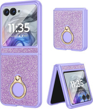 Motorola Razr 2024 2025 2026 Case with Ring Built-in Screen Protector Glitter