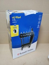 Russell Hobbs 650W Oil Filled Radiator 5 Fin Portable Electric Heater Black New