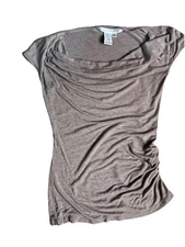 Max Studio Womens Top Light Brown Capped Sleeve Size Small