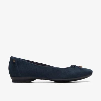 Clarks Womens Candra Light Navy Suede Slip Ons,Ballet Pumps Suede Smart,Smart