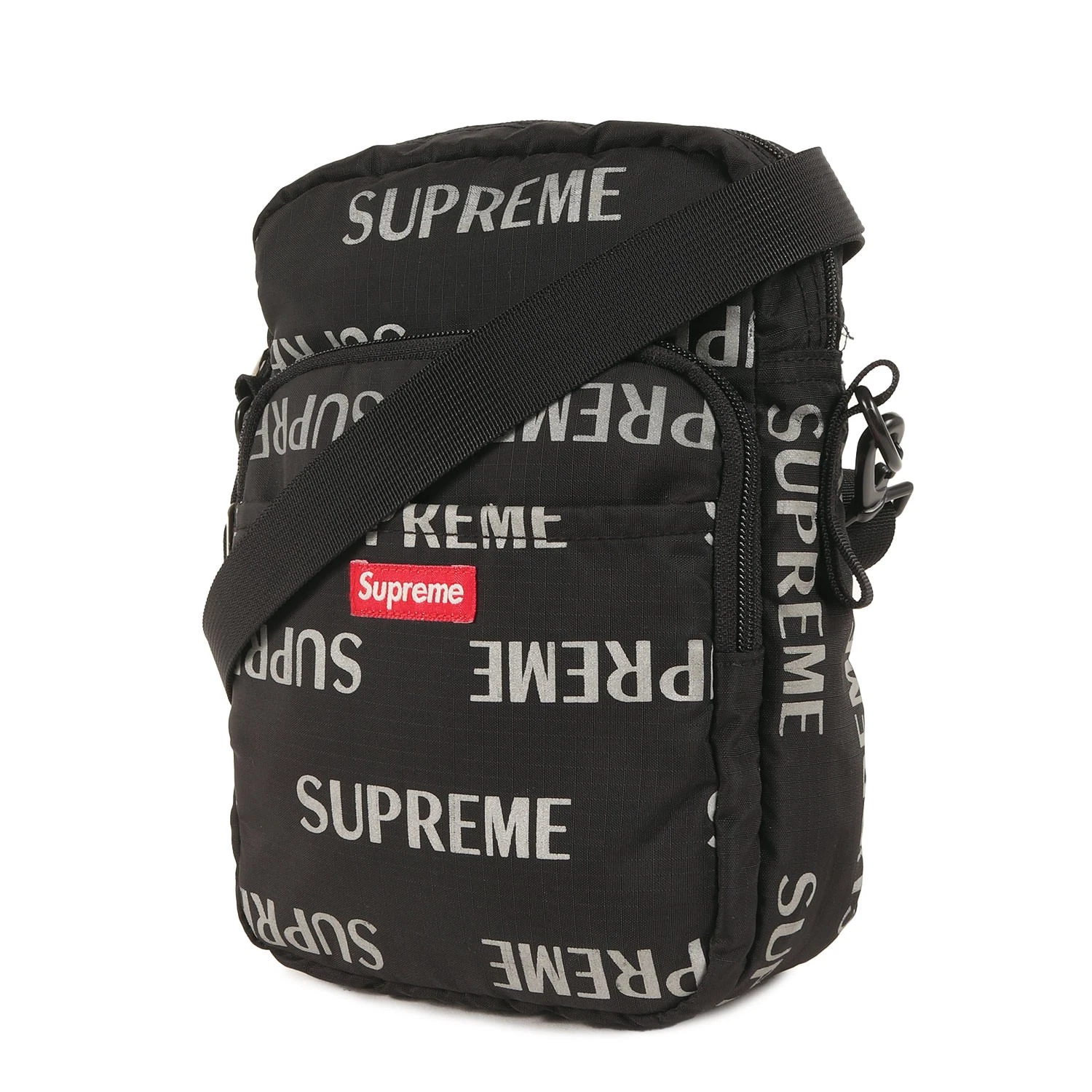 Sac Supreme / Logo Réfléchissant Motif Épaule 3M Répétition Noir