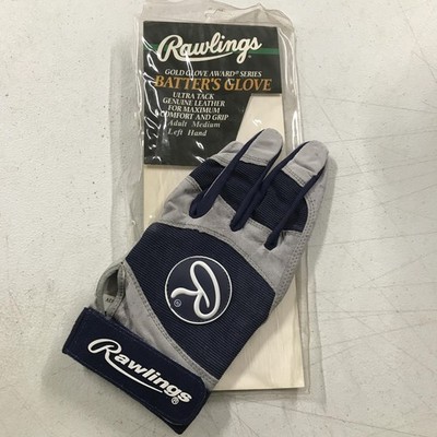 Rawlings Batters Glove Mens Medium Left Hand Gray Gold Glove Award Baseball