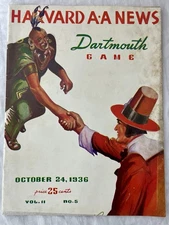 1936 FOOTBALL PROGRAM HARVARD CRIMSON Vs. DARTMOUTH INDIANS BIG GREEN IVY LEAGUE