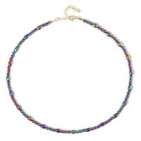 Cavill HäMatit Halskette 925 Silber Vergoldet 101,3Ct Perlen Blau GrüN