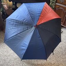 Red, Navy And Light Blue Umbrella With Crook Handle
