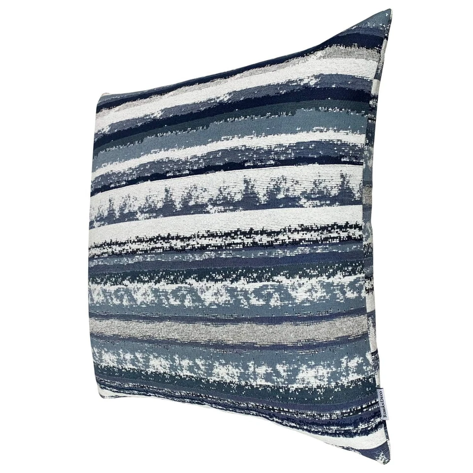 Juego de 2 fundas de almohada decorativas a rayas jacquard para sofá de 16x16 pulgadas Foto 4 de 4