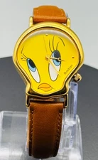 Vintage Armitron Tweety Bird Face Watch Gold Tone Quartz New Battery Colorful