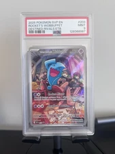 2025 POKEMON SVP EN-SV BLACK STAR PROMO #203 TEAM ROCKET'S WOBBUFFET PSA 9