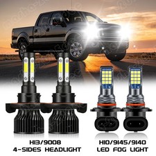 4 Bulbs For Ford F150 F-150 2004-2014 Combo LED Headlight Hi/Lo Beam + Fog Light
