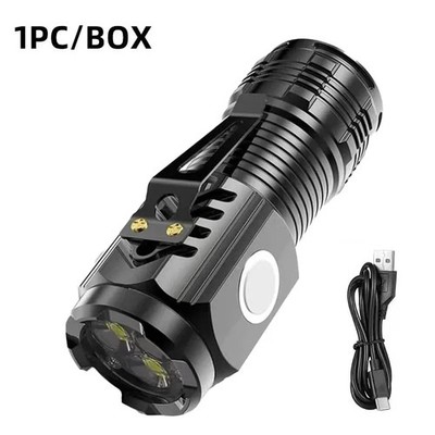 Rechargeable LED Strong Light Flashlight, Multi Functional for Long Range