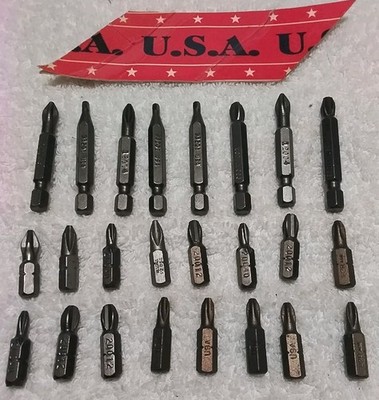 24pc USA-MADE 1/4''×1''×2'' ASSORTED SIZES HEX DRIVER BIT SET USA  