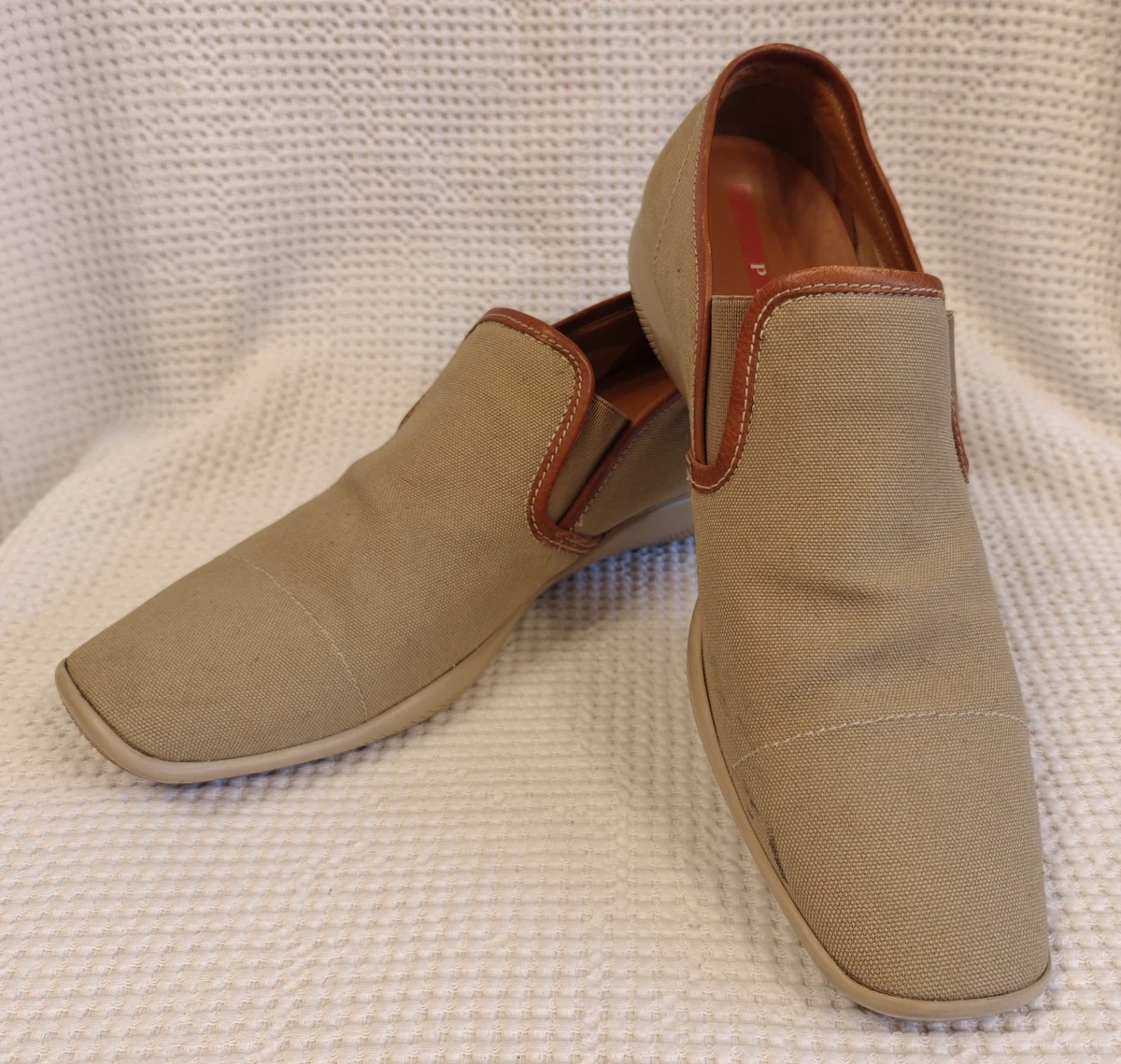 Prada Men\'s Slip-On Canvas Shoes - Beige Prada Cotton Canvas Slip-Ons in White for Men | Lyst main image 2