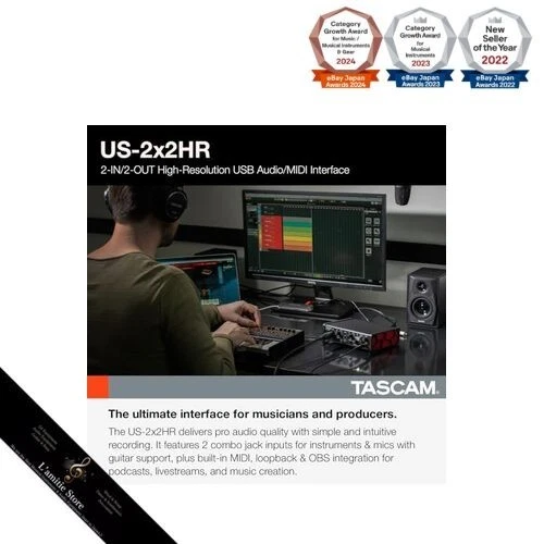 TASCAM US-2X2HR 2Mic 2IN/2OUT 24bit/192kHz High Resolution USB Audio/MIDI - Bild 2 von 4