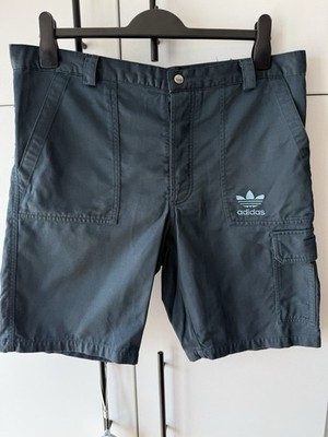Vintage Adidas Originals Cargo Shorts Mens M Blue Embroidered Trefoil Y2K 90s