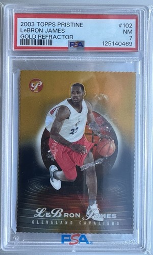 LeBron James [Gold Refractor] #102 card from 2003 Topps Pristine