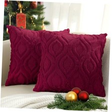 Christmas Throw Pillow Covers 18x18 Inch Set of 18" x 18" Pack of 2 Burgundy