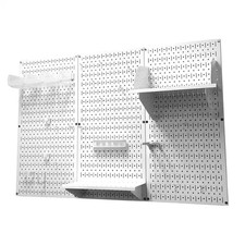 32 In. X 48 In. Metal Pegboard Standard Tool Storage Kit with White Pegboard and