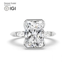 Radiant Diamond Trilogy Ring 18k White Gold Labgrown 3.50 Ct Solitaire
