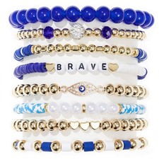 Heishi Surfer Clay Bead Friendship Bracelets, Colorful Stackable Preppy Bracelet