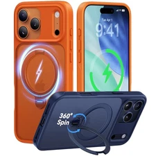 CASEKOO Orange 17 Pro Max 6.9"  Case 360 Spin Magnetic Stand Camera Protection