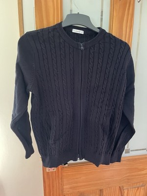 One Up Golf Damen 100% Baumwolle Navy Zopfmuster Reißverschluss Strickjacke L
