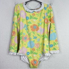 beaufort bonnet company Girl Swim 8 Long Sleeve Yellow Pink Green Lace White Bow