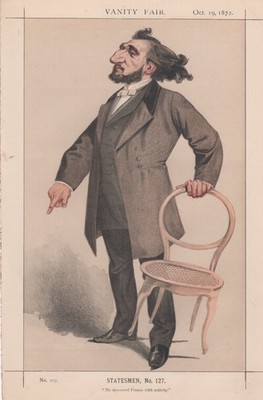Antique Vanity Fair  litho of  French statesman Léon Gambetta, 1872