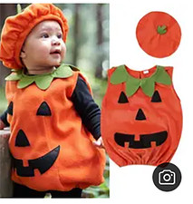 Baby Girls Boys PUMPKIN Halloween Costume  Soft Halloween 2 Piece Outfit NEW 